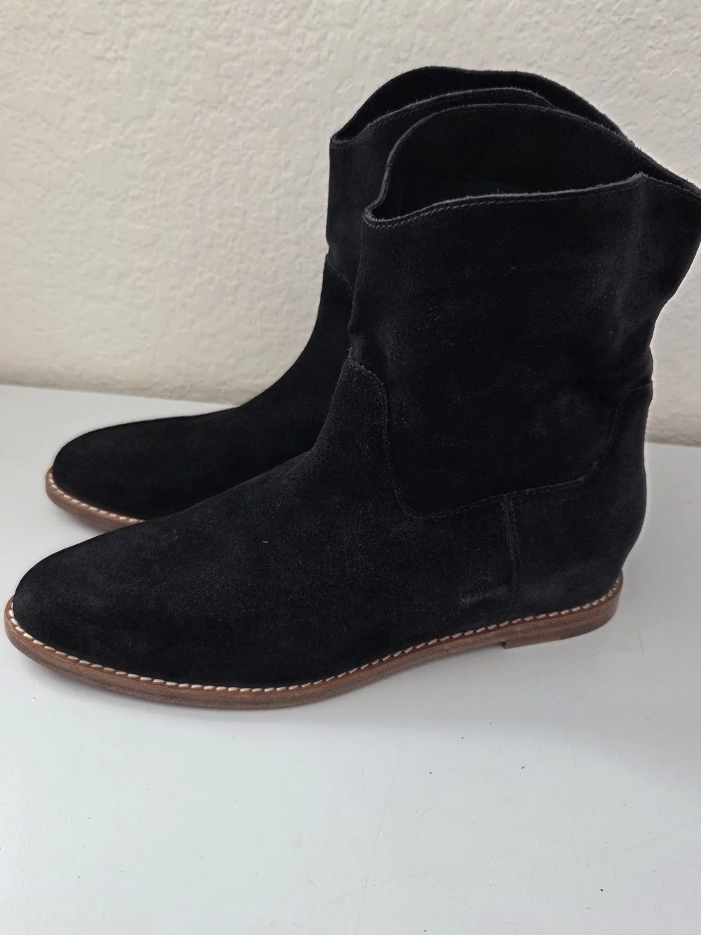 Vince Black Suede Ankle Boots - Pointed Toe Western Style